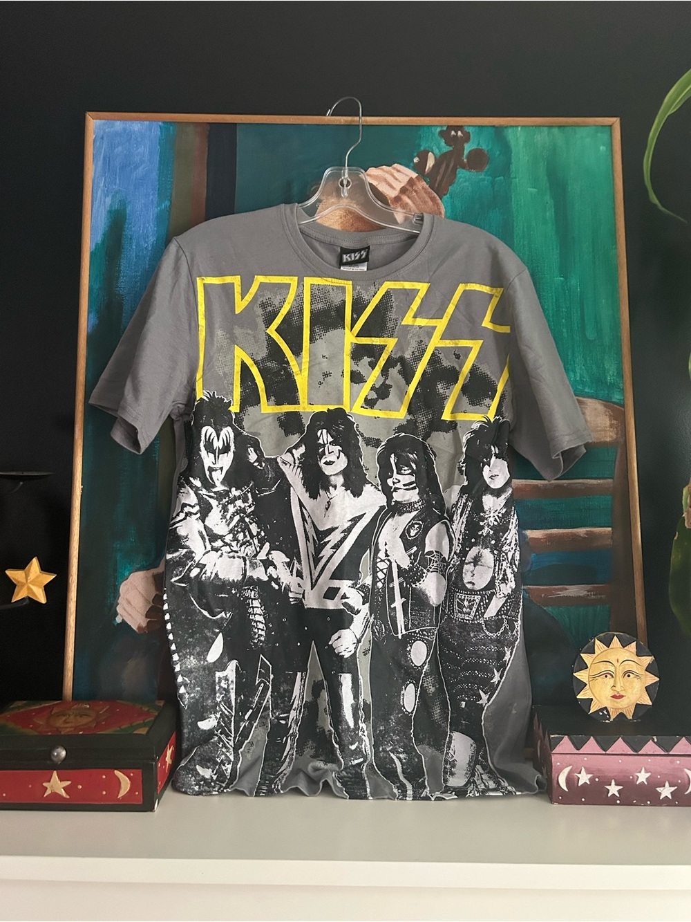 KISS Band Graphic T Shirt Gray Rock Concert Tee Oversized Print Unisex Cotton XL